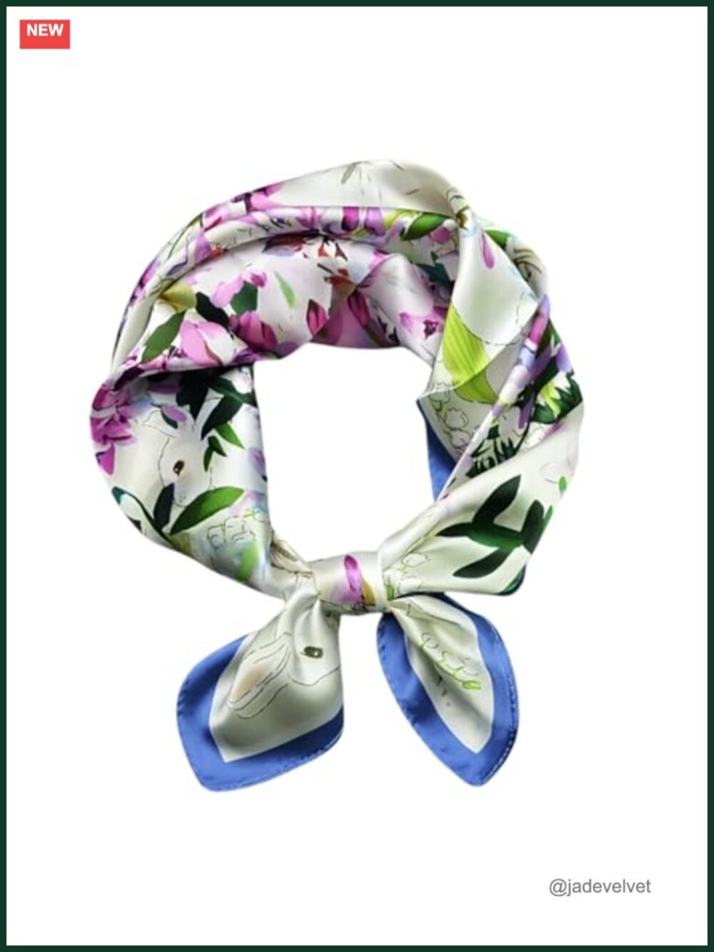 100% Mulberry Silk 21" Square Scarf Floral Neckerchief